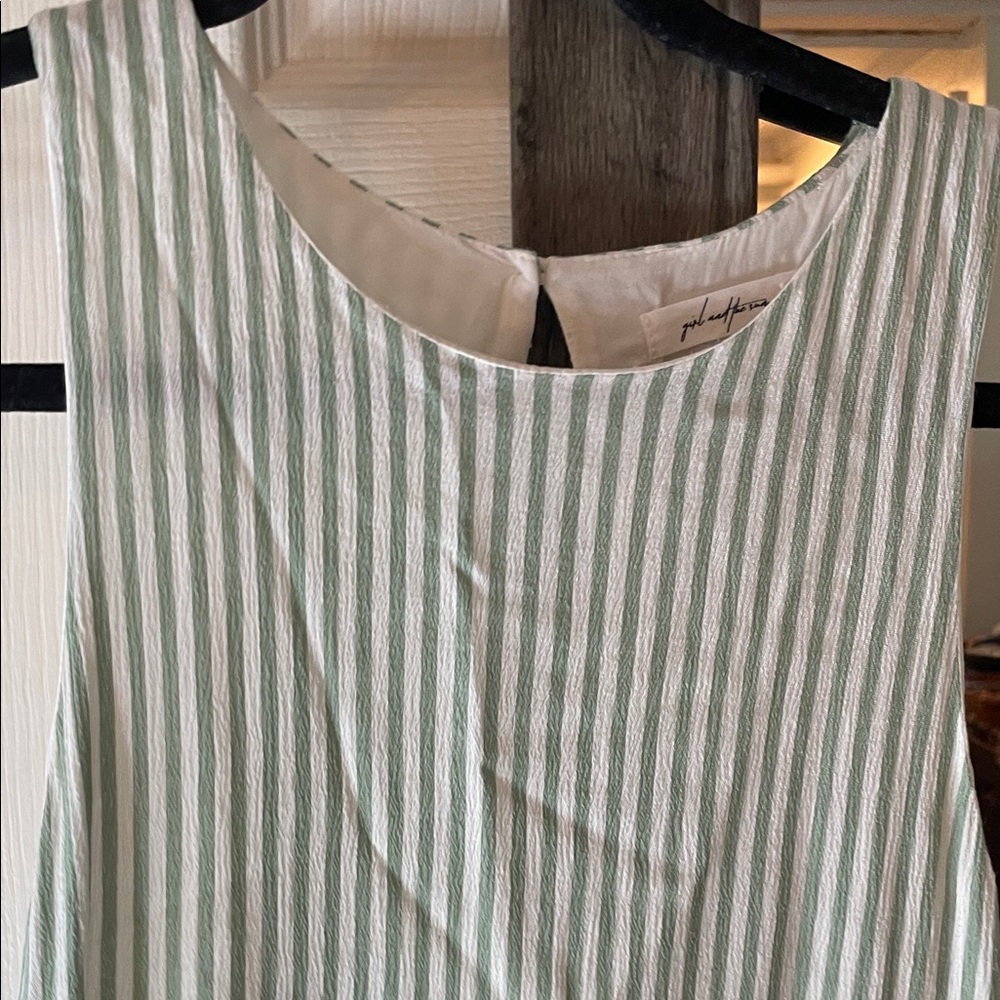 Green and White Striped Sleeveless Top